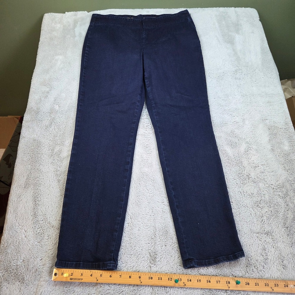 Talbots Heritage Ankle Jeans Womens Sz 12 Side Zip Stretch Dark Wash Denim Blue